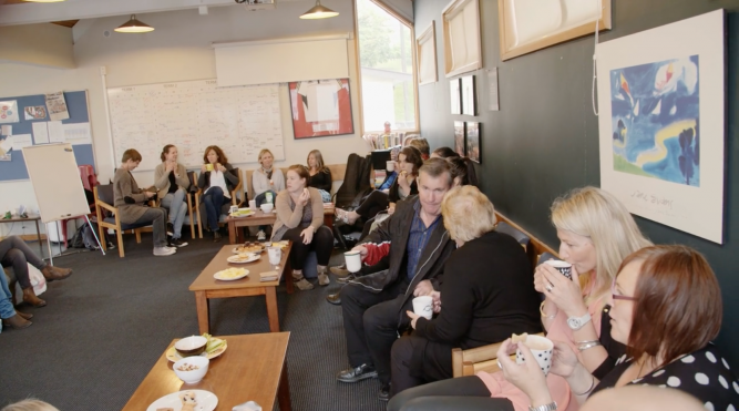 Parents at a school morning tea