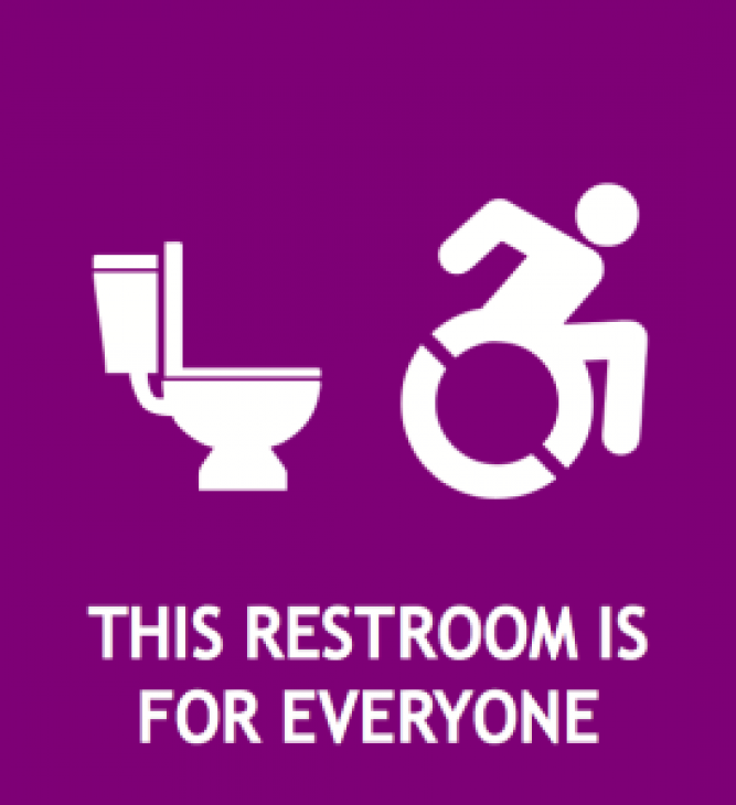 Sign saying, This restroom is for everyone.