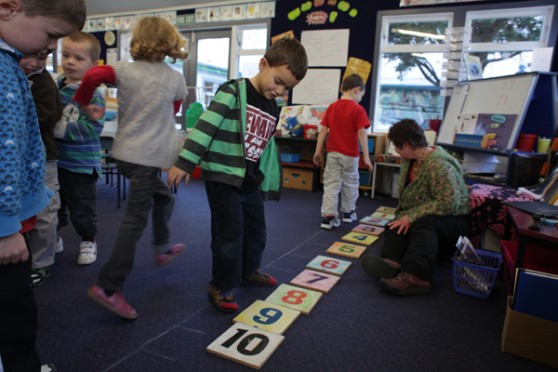 Students engaged in a maths activity