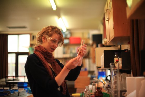 Working with science equipment